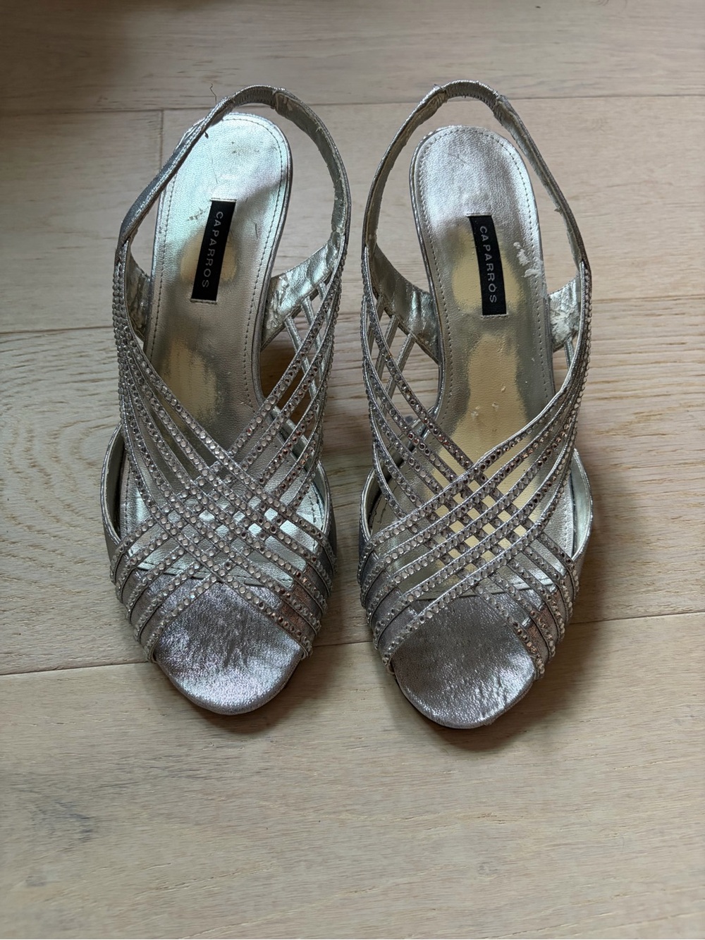 Caparros Silver Embellished Slingback Heels